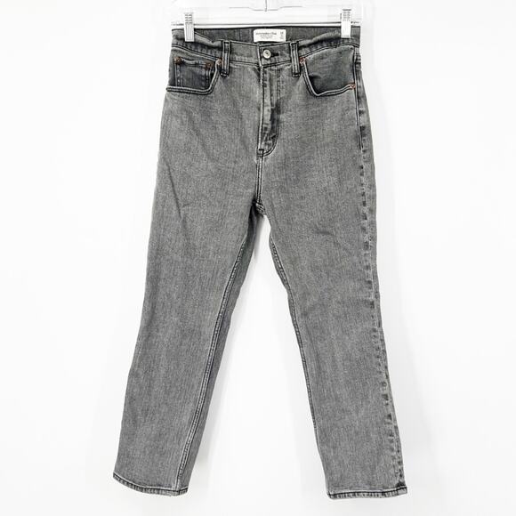Abercrombie & Fitch Curve Love The Ankle Straight Jeans Ultra High Rise SHORT - Picture 1 of 8